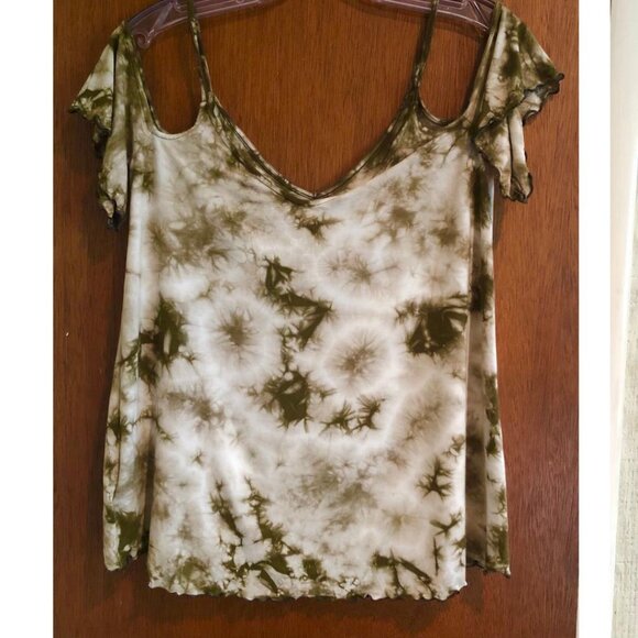 American Eagle Outfitters Soft & Sexy, Cold Shoulder, Tie-dye top, Sz: small - Picture 2 of 8